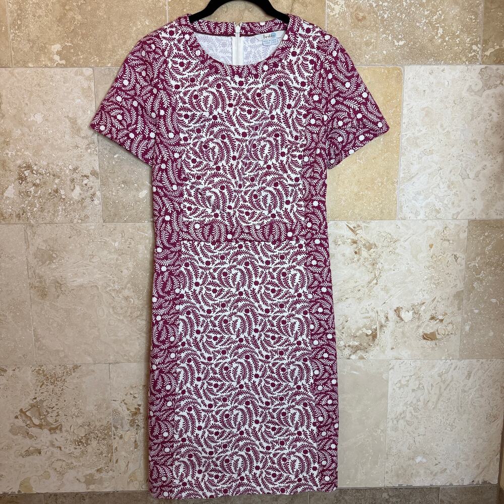 Boden Women’s Dress US Size 6 Red White Floral Sheath Interview Dress